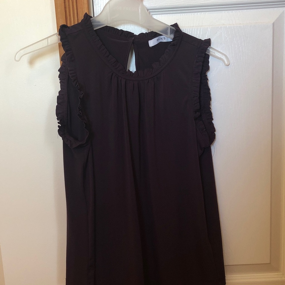 Ricki's Plum Ruffle Trim Sleeveless Top